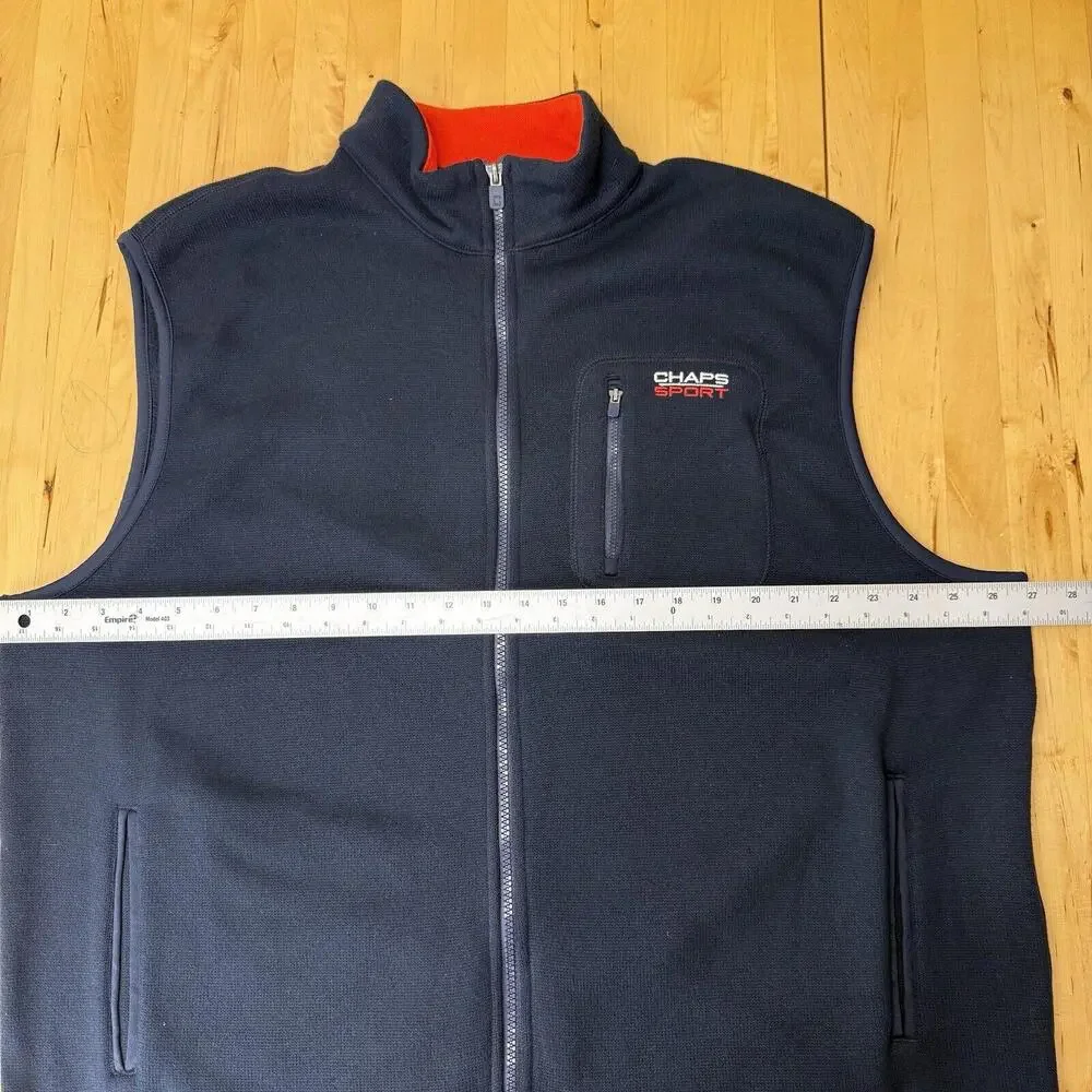 Vintage Chaps Ralph Lauren Sport Mens 2XL Full-Zip‎ Sport Vest Jacket Navy Blue